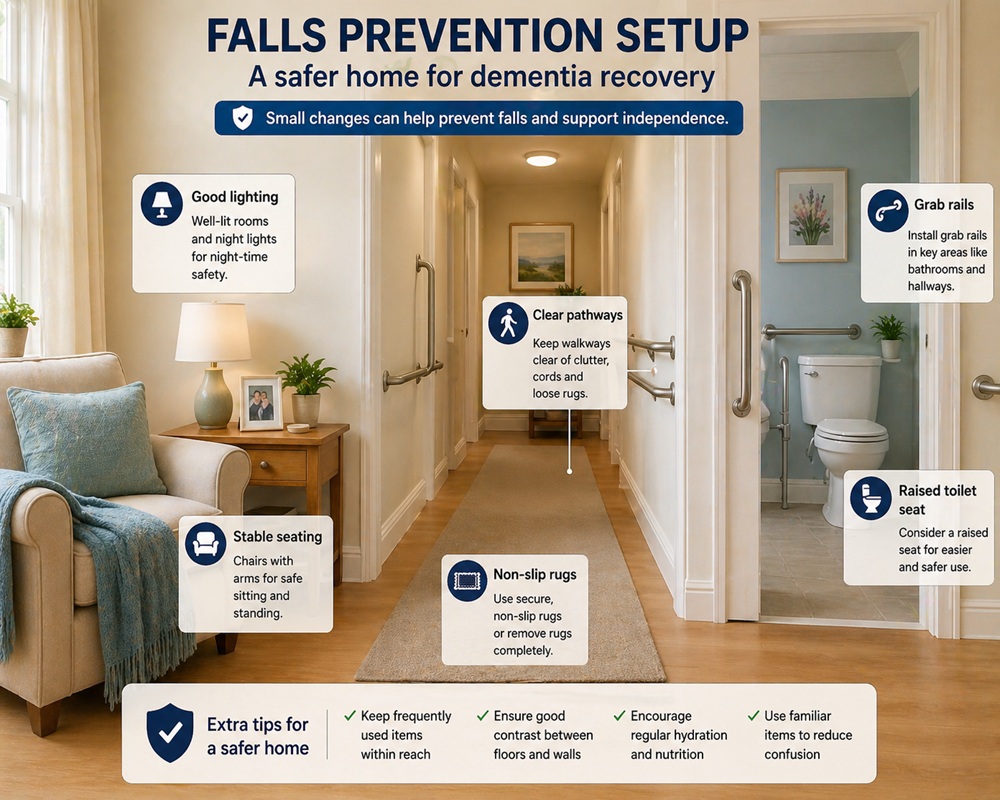 Hospital discharge dementia fall prevention at home