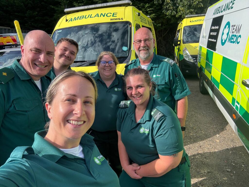 Friendly Team Medic crews getting ready to go and assist patients