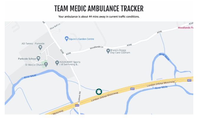 Team Medic Ambulance Tracker interface